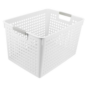 16x Premium Plastic Storage Baskets Bulk w/ Grip Handles 35*25.5*21cm