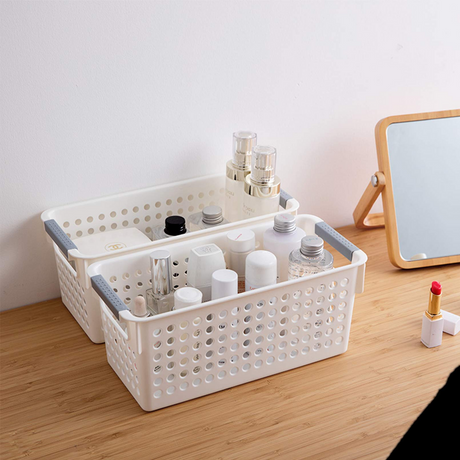 16x Premium Plastic Storage Baskets Bulk w/ Grip Handles 39.5*20.5*19.5cm