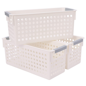 16x Premium Plastic Storage Baskets Bulk w/ Grip Handles 39.5*20.5*19.5cm