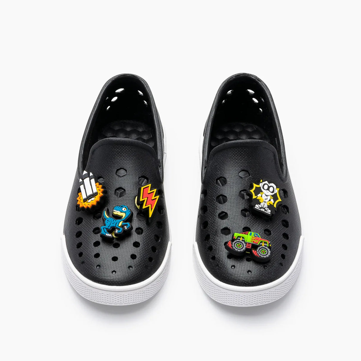 Joybees Popinz 5 Pack Shoe Charms Kids Superhero Dinosaur Monster Truck Space Theme in Lil Buddies