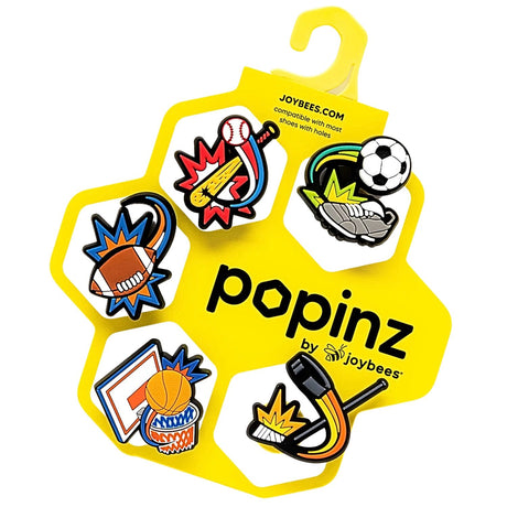 Joybees Popinz 5 Pack Shoe Charms Basketball Football Soccer Baseball Hockey in Sports Collection