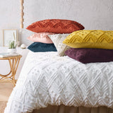 Park Avenue Medallion Vintage Washed Tufted Cotton Quilt Cover Set - White