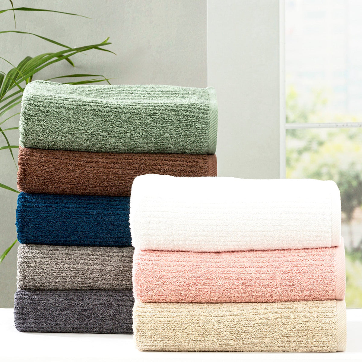 Renee Taylor Cobblestone 650 GSM Ribbed Cotton Towels - White (Bath, Hand & Face Towel/Bath Sheet & Bath Mat)