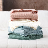 Renee Taylor Lexico Washed Cotton Waffle Blanket - White (OEKO-TEX Certified)