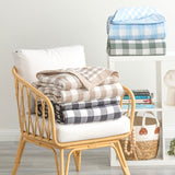 Renee Taylor Gingham Washed Cotton Muslin Reversible Blanket - Ash (OEKO-TEX Certified)