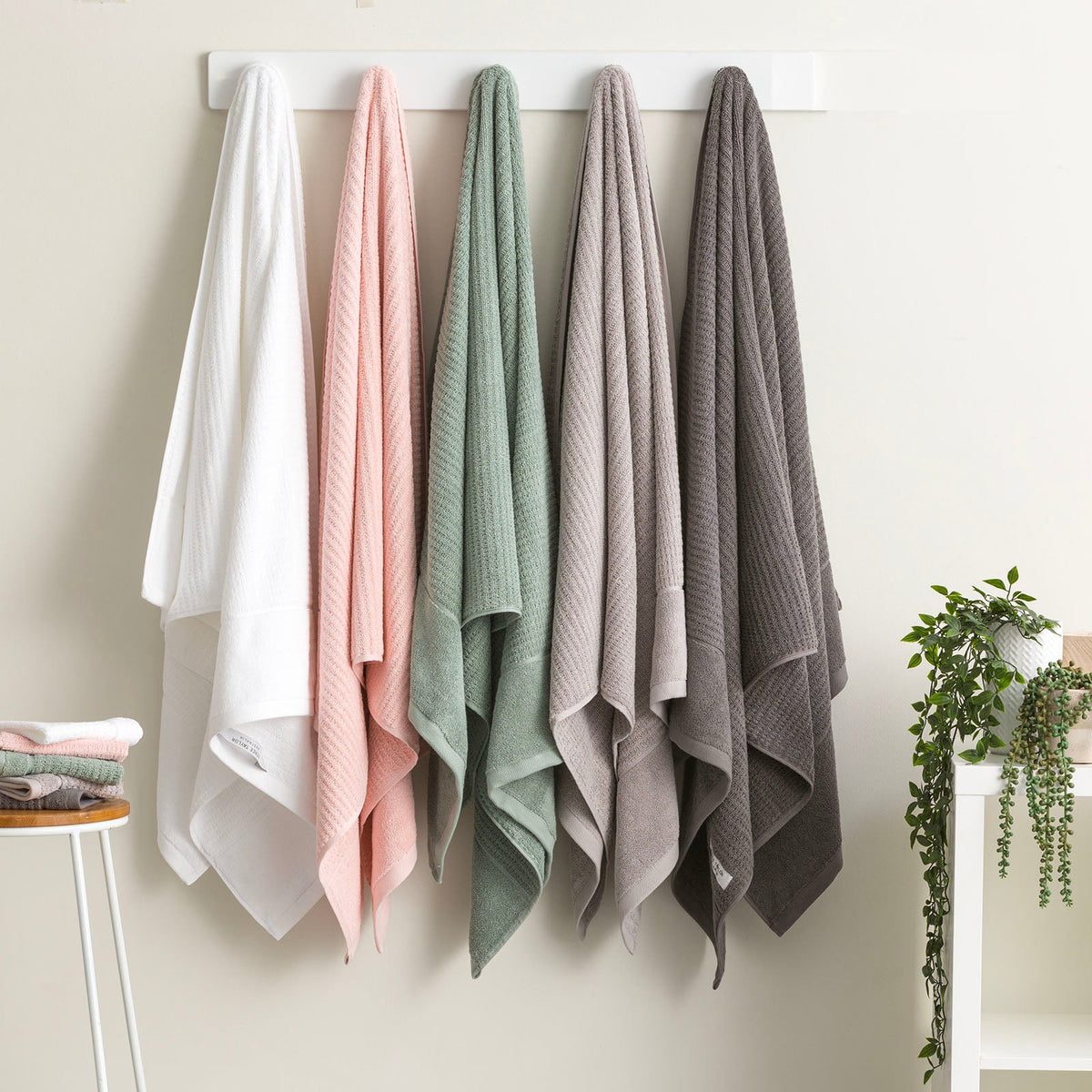 Renee Taylor Cambridge 650 GSM Waffle Cotton Towels - Pumice Stone (Bath, Hand & Face Towel/Bath Sheet & Bath Mat)