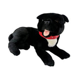 Bocchetta Pepper 35cm Lying Staffy Plush Toy - Black (Realistic Stuffed Animal Dog Gift)