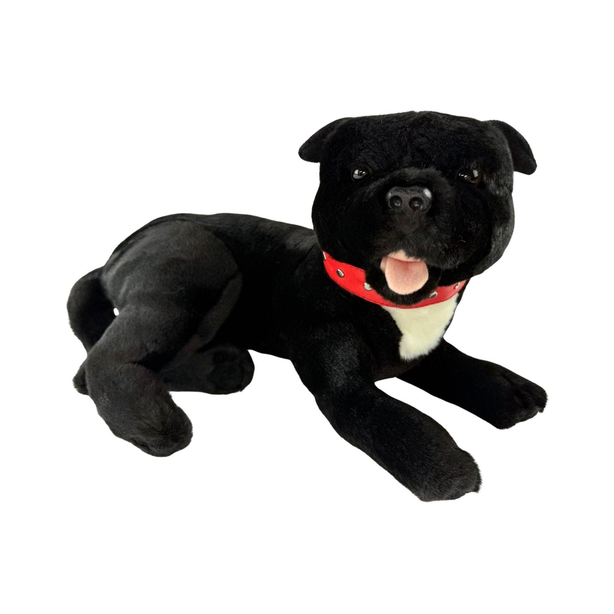 Bocchetta Pepper 35cm Lying Staffy Plush Toy - Black (Realistic Stuffed Animal Dog Gift)