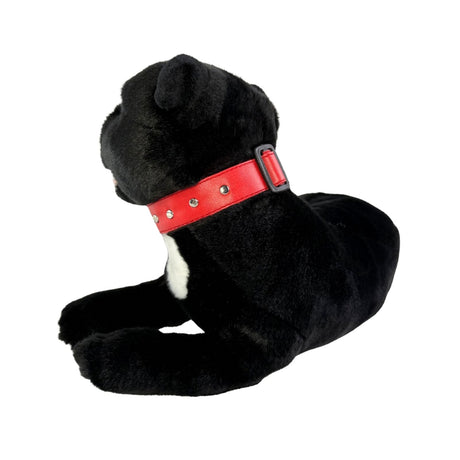Bocchetta Pepper 35cm Lying Staffy Plush Toy - Black (Realistic Stuffed Animal Dog Gift)