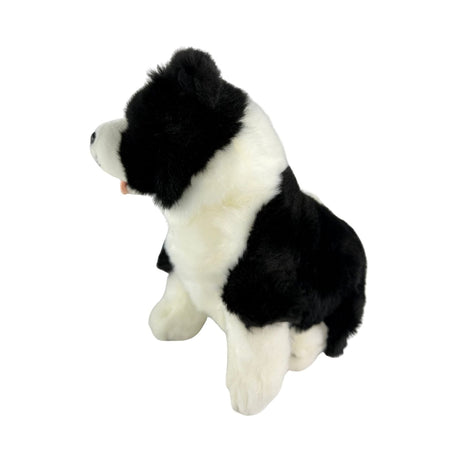 Bocchetta Pepsi 23cm Sitting Border Collie Puppy Plush Toy - Black/White (Realistic Stuffed Animal Dog Gift)