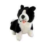 Bocchetta Pepsi 23cm Sitting Border Collie Puppy Plush Toy - Black/White (Realistic Stuffed Animal Dog Gift)