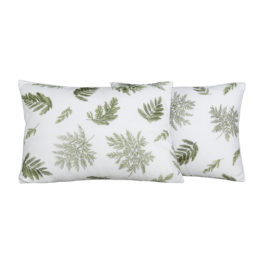 Woodland Fern Single Comforter Set w/ Fitted Sheet & 2 Pillow Covers - Green/White (4 Piece Set)