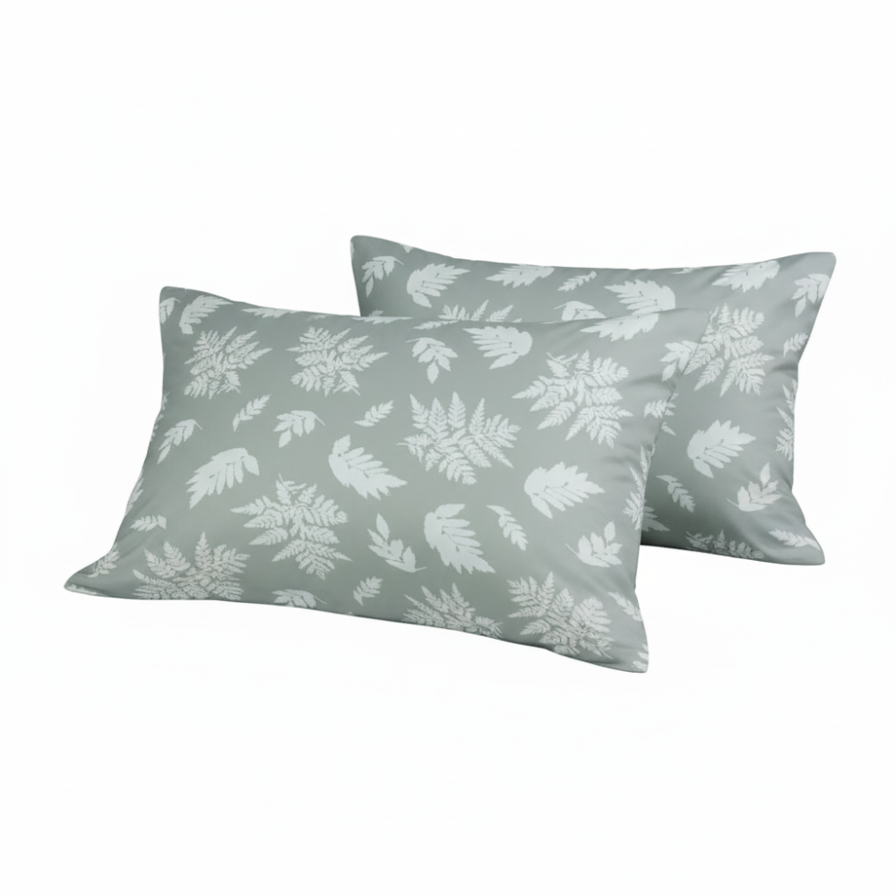Verdant Double Comforter Set w/ Fitted Sheet & 4 Pillow Covers - Sage/White (6 Piece Set)