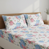 Meadow Bouquet Double Comforter Set w/ Fitted Sheet & 4 Pillow Covers - Pink/Blue (6 Piece Set)