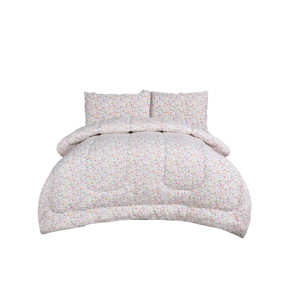 Confetti Cloud Double Comforter Set w/ Fitted Sheet & 4 Pillow Covers - White (6 Piece Set)