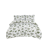 Woodland Fern Single Comforter Set w/ Fitted Sheet & 2 Pillow Covers - Green/White (4 Piece Set)