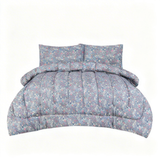 Ditsy Floral Queen Comforter Set w/ Fitted Sheet & 4 Pillow Covers - Blue/Pink (6 Piece Set)