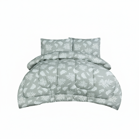 Verdant Double Comforter Set w/ Fitted Sheet & 4 Pillow Covers - Sage/White (6 Piece Set)