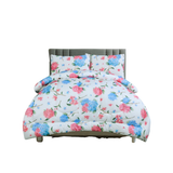 Meadow Bouquet Double Comforter Set w/ Fitted Sheet & 4 Pillow Covers - Pink/Blue (6 Piece Set)