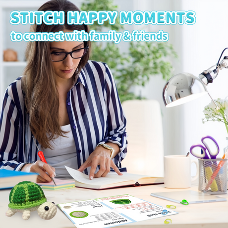 DIY Turtle Knitting Crochet Kit Needles Hooks Set Tools Yarn Sewing Grip