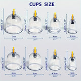 Professional Cupping Set with Pump - Vacuum Suction Cups Home Massage Kit - 12 Cups Set