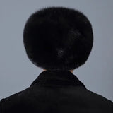 Mens Ushanka Ukrainian Trapper Hat in Black Faux Fur Windproof & Insulated Winter Cap