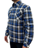 Mens Quilted Flannelette Shirt Jacket - Black/Navy/White (100% Cotton Padded Long Sleeve Flannel)
