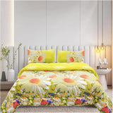Queen Comforter Set with 2 Pillow Cases - Yellow Floral (Quilt Cover)
