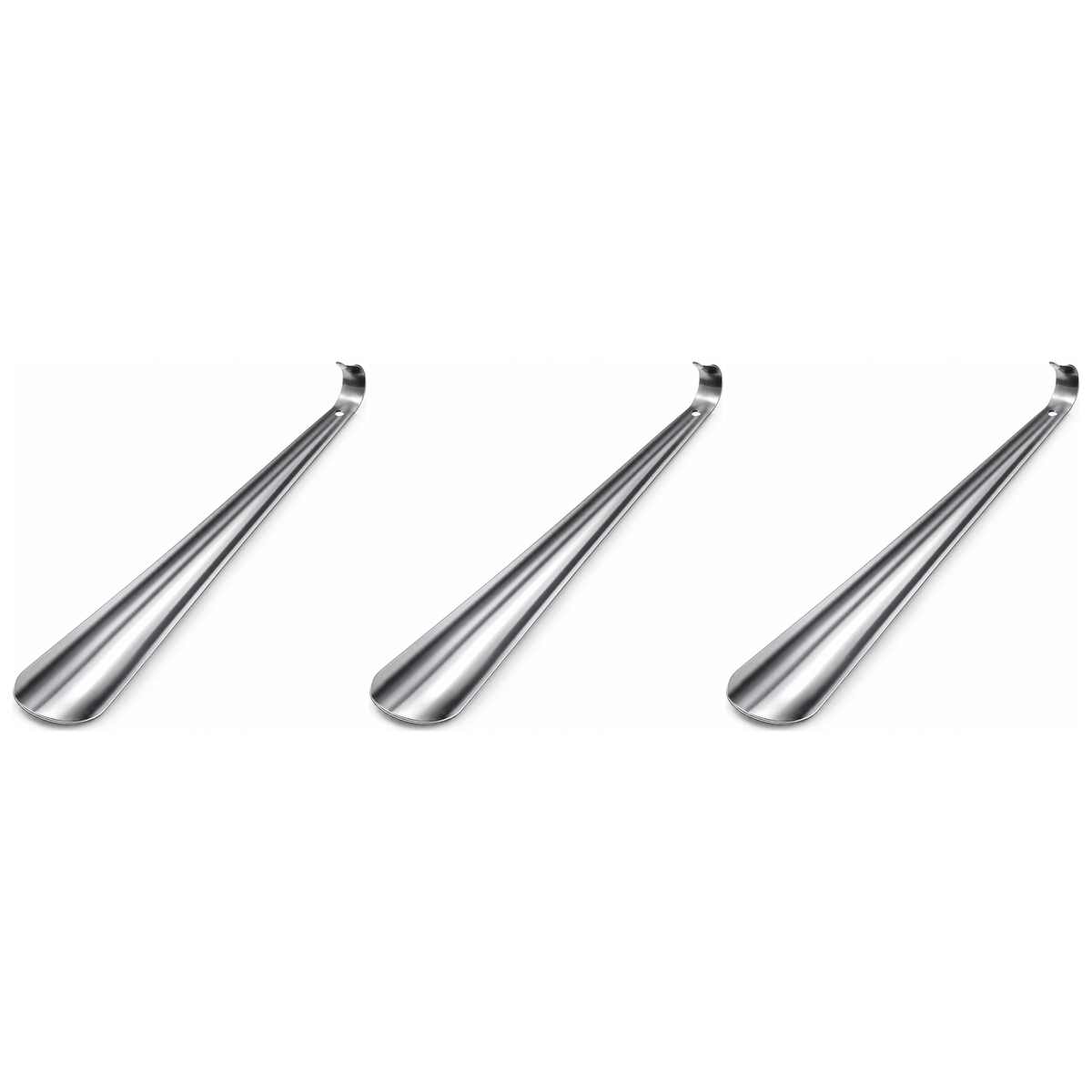 3x Long Handle Metal Shoe Horn Pack - 30cm Sturdy Shoe Helper (Easy Slip-On Aid)