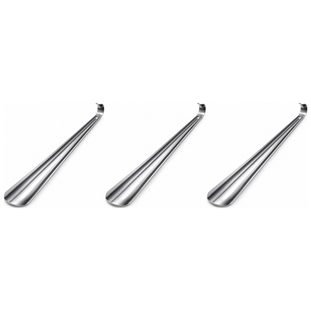 3x Long Handle Metal Shoe Horn Pack - 30cm Sturdy Shoe Helper (Easy Slip-On Aid)
