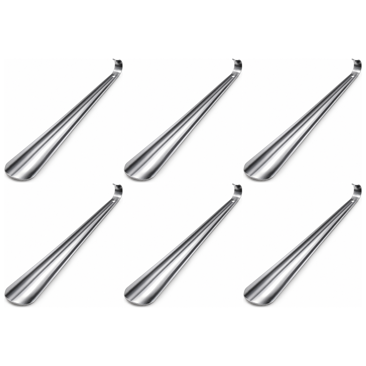 6x Long Handle Metal Shoe Horn Bulk Pack - 30cm Sturdy Shoe Helper (Easy Slip-On Aid)