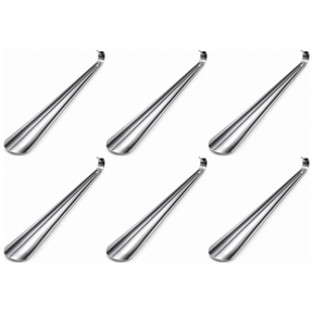 6x Long Handle Metal Shoe Horn Bulk Pack - 30cm Sturdy Shoe Helper (Easy Slip-On Aid)