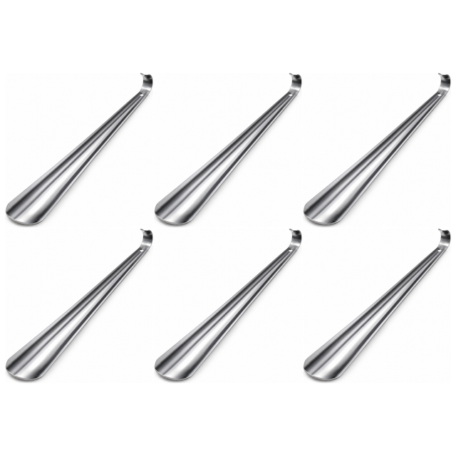 6x Long Handle Metal Shoe Horn Bulk Pack - 30cm Sturdy Shoe Helper (Easy Slip-On Aid)