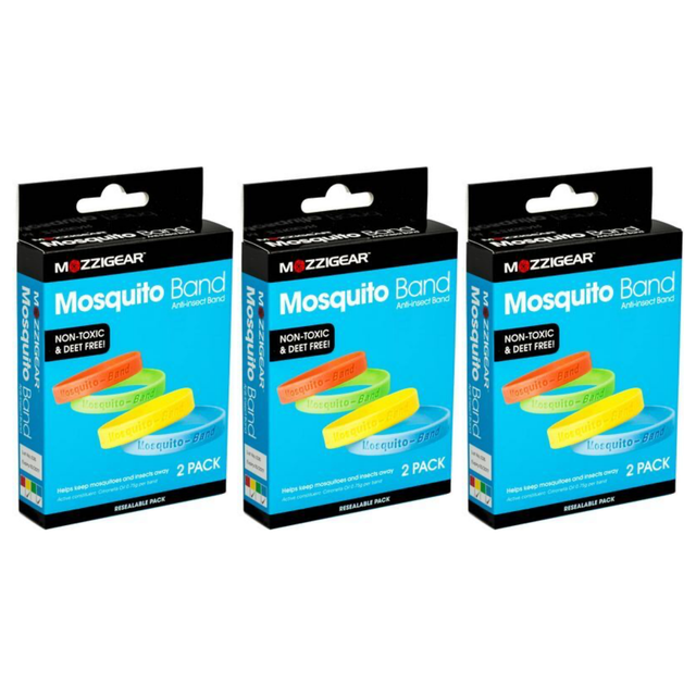 3x Mozzigear Mosquito Repellent Wrist Band Pack - Non-Toxic - 2 Pack (Camping and Hiking)