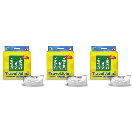 9pk Travel John! Disposable Urinal Pack - Resealable & Leakproof Hygienic Portable Toilet