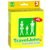 3pk Travel John! Disposable Urinal - Resealable & Leakproof Hygienic Portable Toilet
