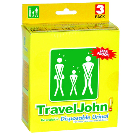 3pk Travel John! Disposable Urinal - Resealable & Leakproof Hygienic Portable Toilet
