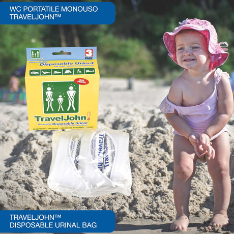 3pk Travel John! Disposable Urinal - Resealable & Leakproof Hygienic Portable Toilet