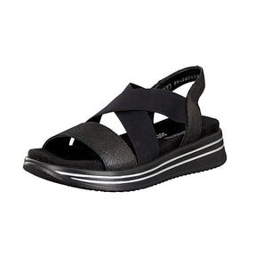 Remonte Womens Summer Sandals - Black (Removable Insole Comfort Shoes)