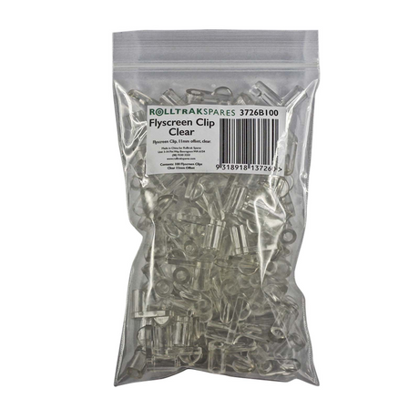Rolltrak 1 Pack of 100 Flyscreen Swivel Clips 11mm Offset - Clear 