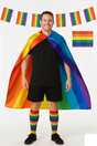 3pc Set Rainbow Leg Warmers + Deluxe Cape + Bunting Flag (Gay Pride Costume)