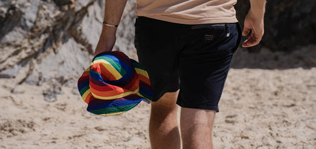 Rainbow Terry Towelling Bucket Hat Gay Lesbian Mardi Gras Party Cap LGBT - Reversible