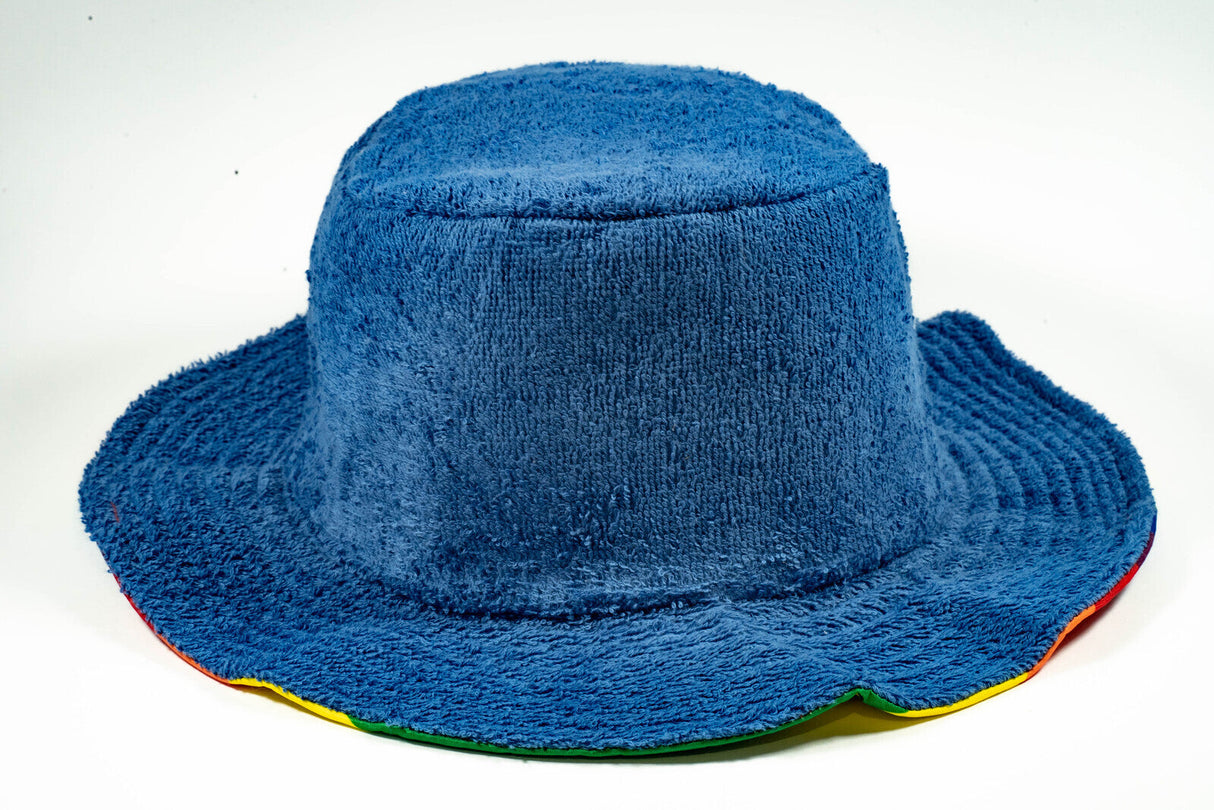 Rainbow Terry Towelling Bucket Hat Gay Lesbian Mardi Gras Party Cap LGBT - Reversible