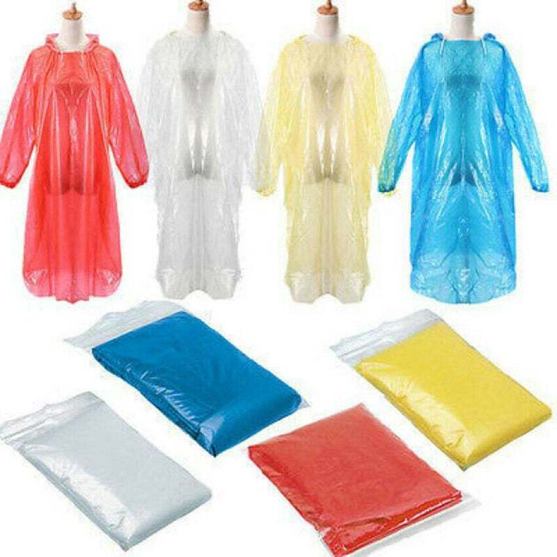 Adults Disposable Rain Poncho Coat - Emergency Waterproof Outdoor Jacket