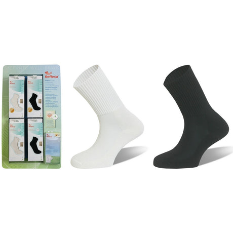 REFLEXA Diabetic Socks Flat Toe Seam Comfort Medical Circulation Health Sock - Black