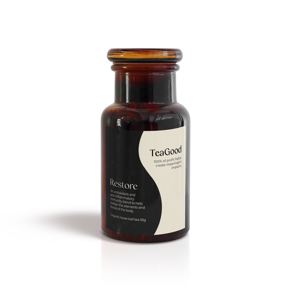 TeaGood Restore Organic Loose Leaf Tea Immunity & Anti-Inflammatory Blend - 55g in Glass Jar