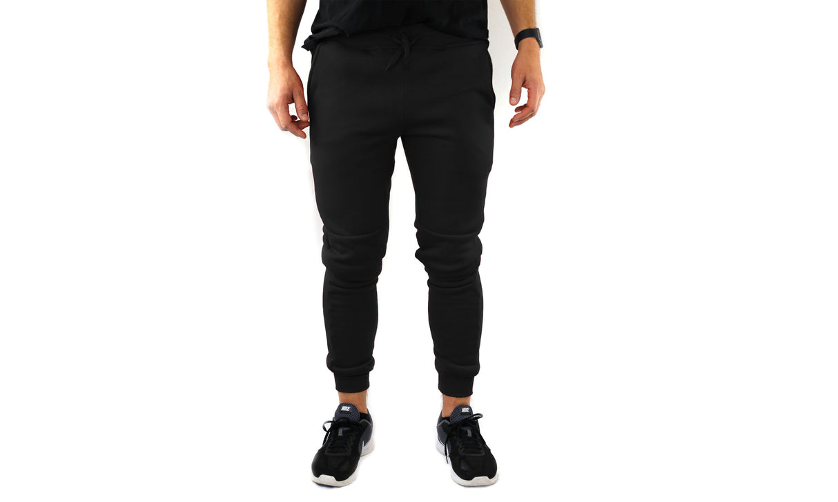 Mens Skinny Track Pants Joggers Trousers Gym Casual Sweat Cuffed Slim Trackies Fleece - Navy