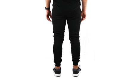 Riflessi Mens Black Fleece Skinny Track Pants - Slim Cuffed Joggers/Gym Sweatpants
