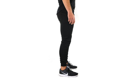 Riflessi Mens Black Fleece Skinny Track Pants - Slim Cuffed Joggers/Gym Sweatpants