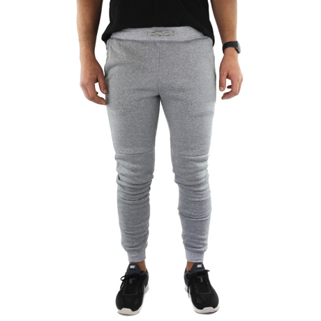 Riflessi Mens Skinny Track Pants Joggers - Slim Cuffed Fleece Gym/Casual Sweat Pants - Heather Grey